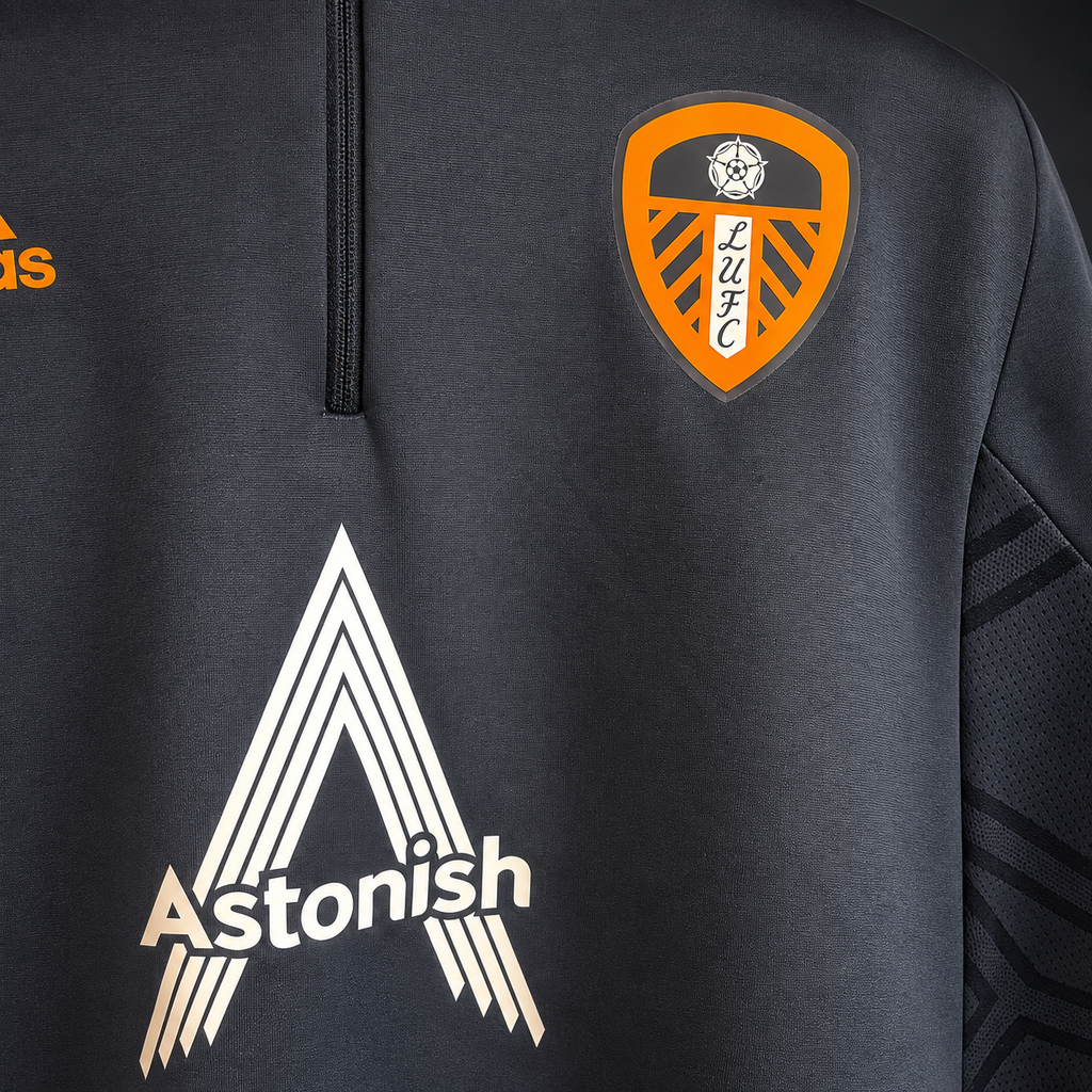 Leeds United Adidas Training Quarter Zip Top 2022/23 – Astonish Sponsor – Size Medium - Shep's Retro