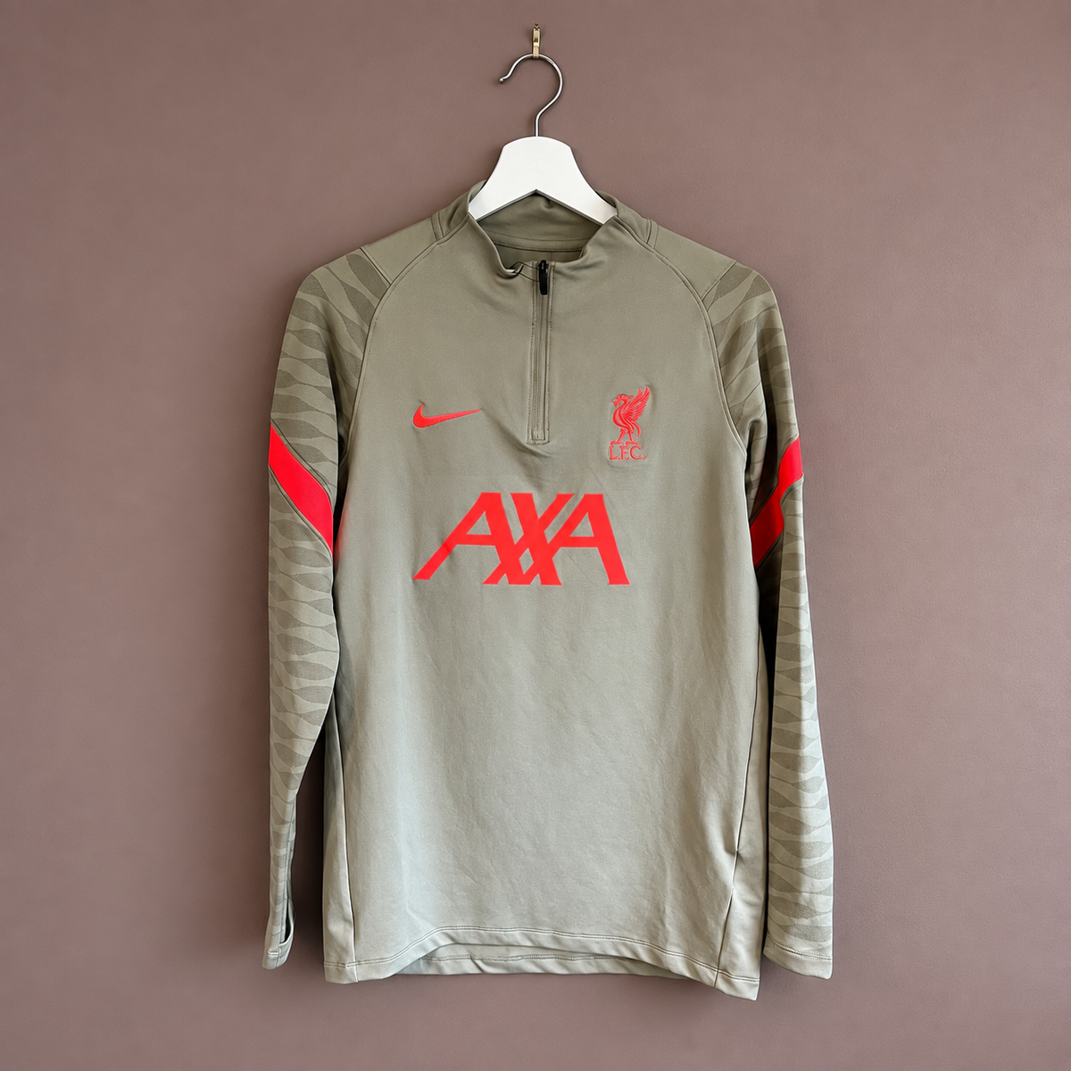 Liverpool FC Nike Strike Drill Quarter Zip Training Top 2021/22 – Grey/Red – Size Small - Shep's Retro