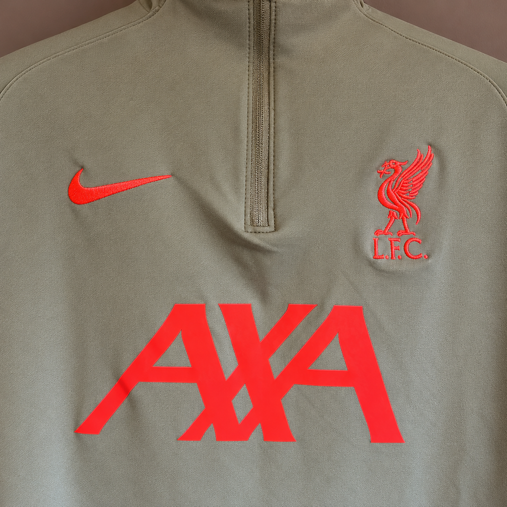 Liverpool FC Nike Strike Drill Quarter Zip Training Top 2021/22 – Grey/Red – Size Small - Shep's Retro