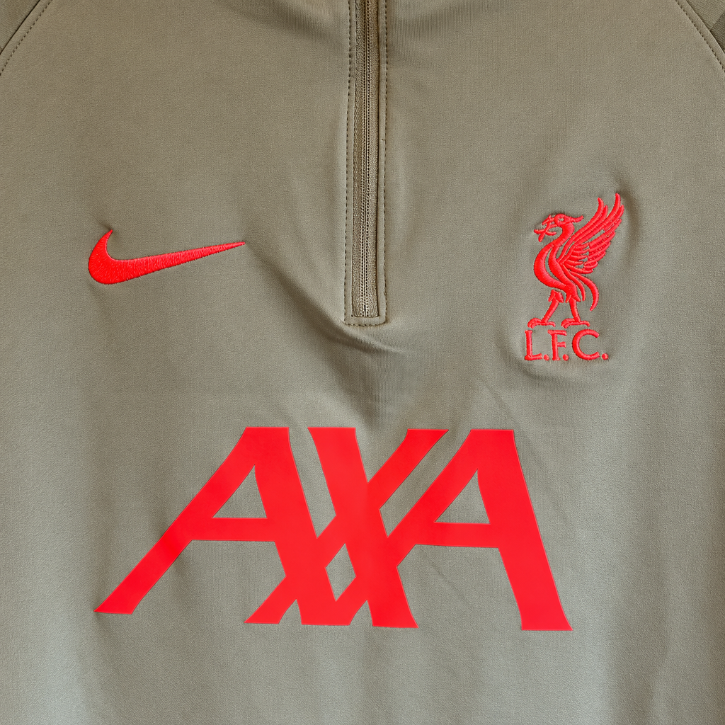 Liverpool FC Nike Strike Drill Quarter Zip Training Top 2021/22 – Grey/Red – Size Small - Shep's Retro