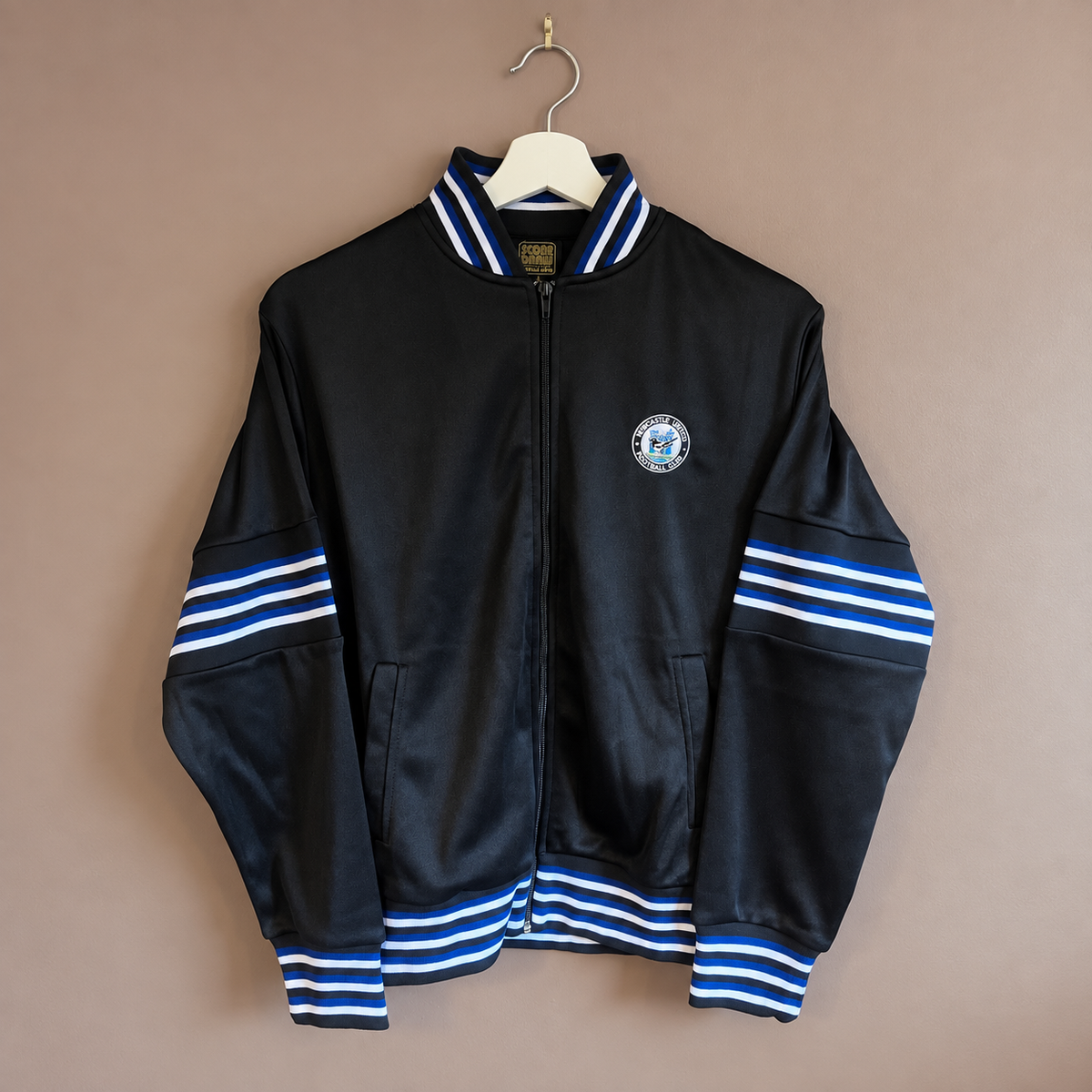 Newcastle United 1990 Retro Score Draw Track Jacket – Black & Blue Size Small - Shep's Retro