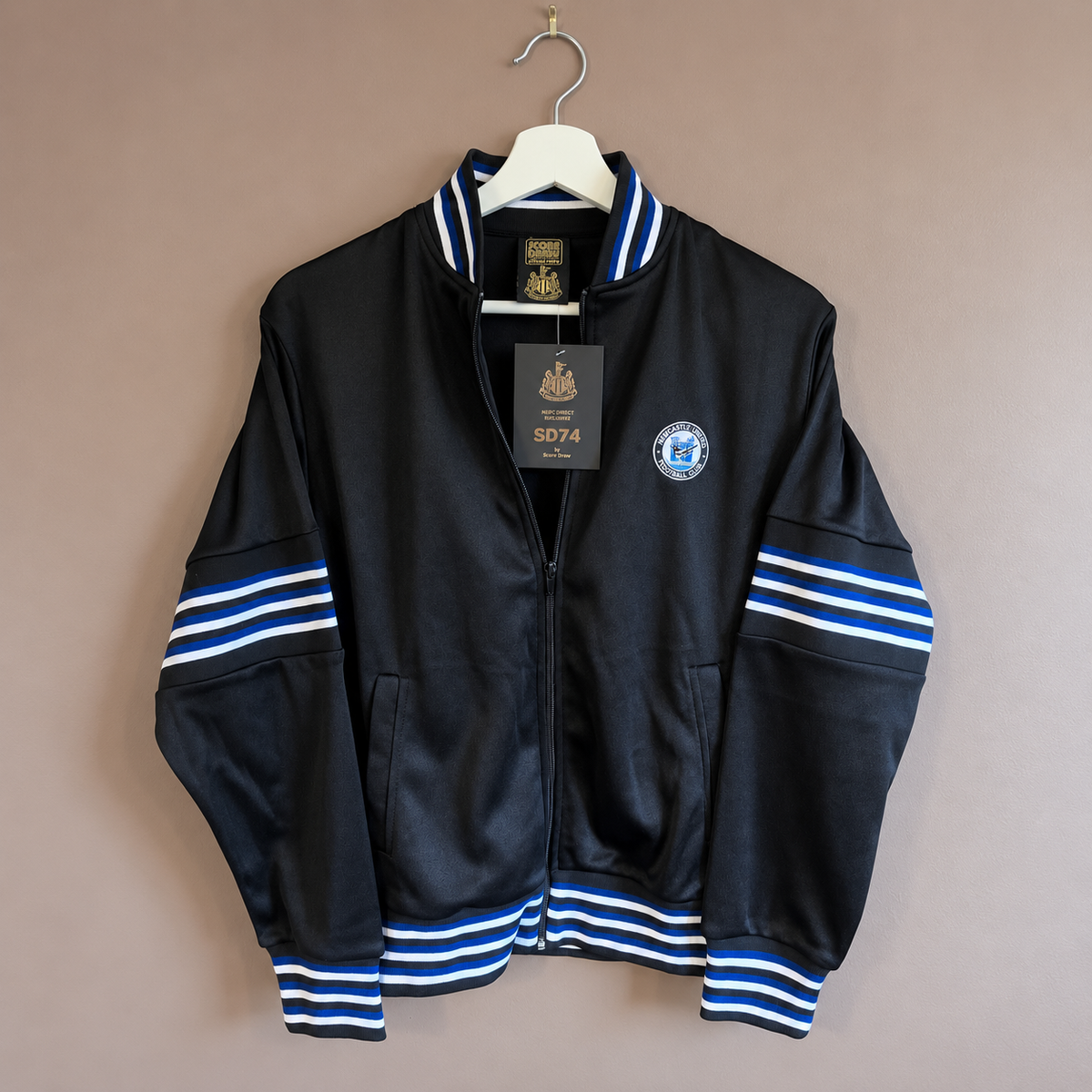 Newcastle United 1990 Retro Score Draw Track Jacket – Black & Blue Size Small - Shep's Retro
