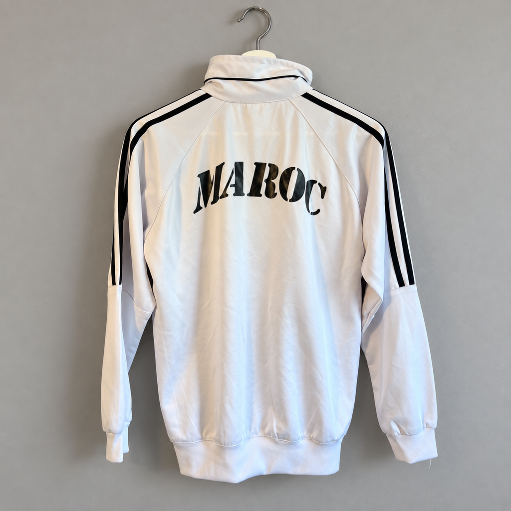 Morocco National Team Adidas Quarter Zip Training Top – White / Black – Men’s Medium - Shep's Retro