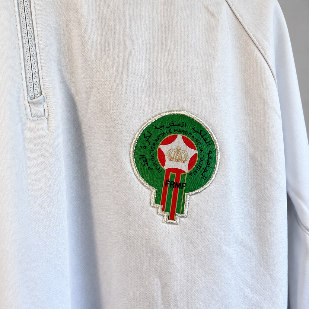 Morocco National Team Adidas Quarter Zip Training Top – White / Black – Men’s Medium - Shep's Retro