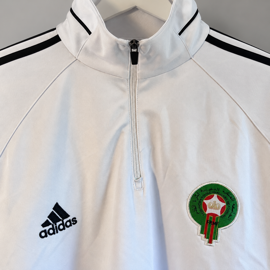 Morocco National Team Adidas Quarter Zip Training Top – White / Black – Men’s Medium - Shep's Retro