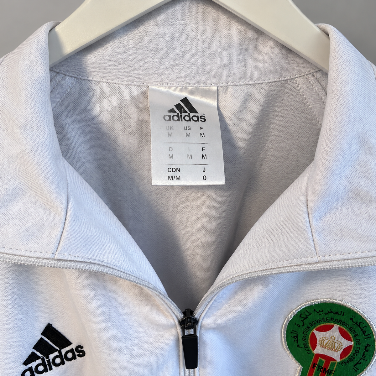 Morocco National Team Adidas Quarter Zip Training Top – White / Black – Men’s Medium - Shep's Retro