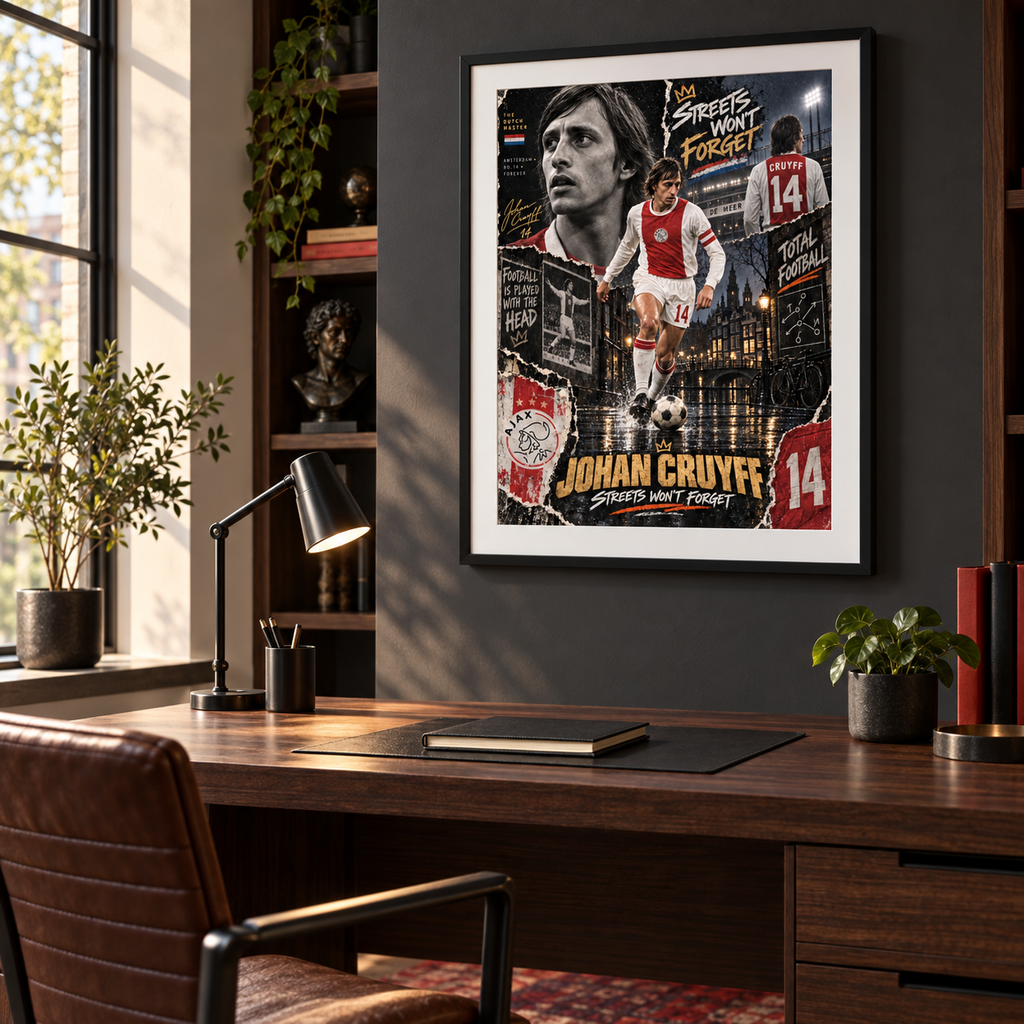 Johan Cruyff Ajax Legend "Streets Won't Forget" A3 Football Poster Print - Shep's Retro