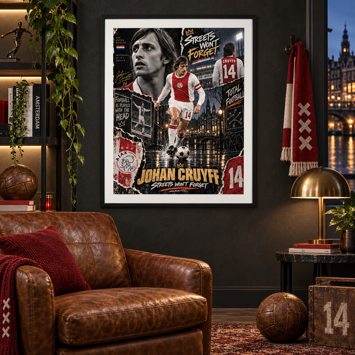 Johan Cruyff Ajax Legend "Streets Won't Forget" A3 Football Poster Print - Shep's Retro