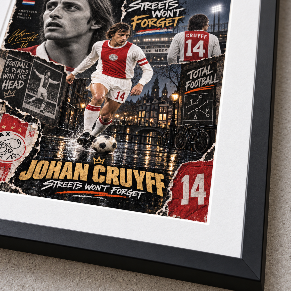 Johan Cruyff Ajax Legend "Streets Won't Forget" A3 Football Poster Print - Shep's Retro