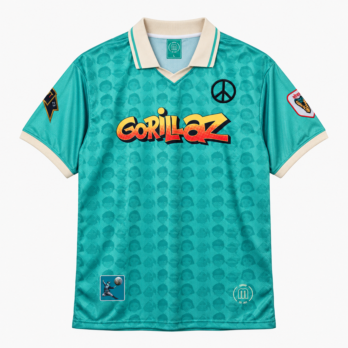 Gorillaz x Mundial Football Shirt – Mint Green – #23 – Size Large - Shep's Retro