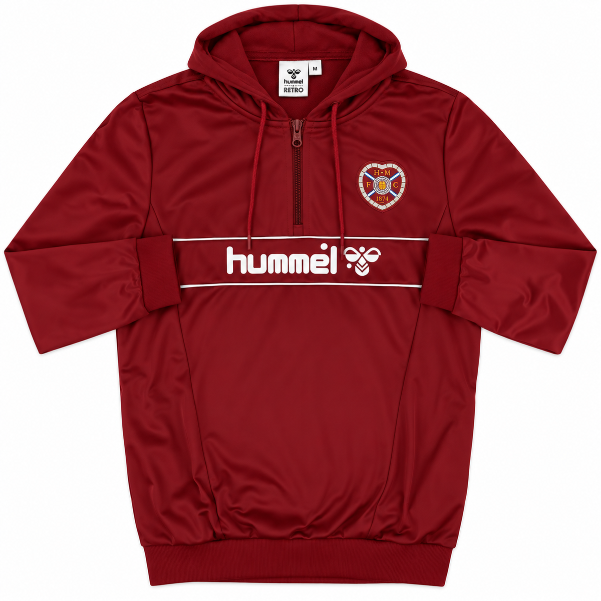 Heart of Midlothian FC Hummel Retro Quarter Zip Hoodie – Maroon – Men’s Medium - Shep's Retro
