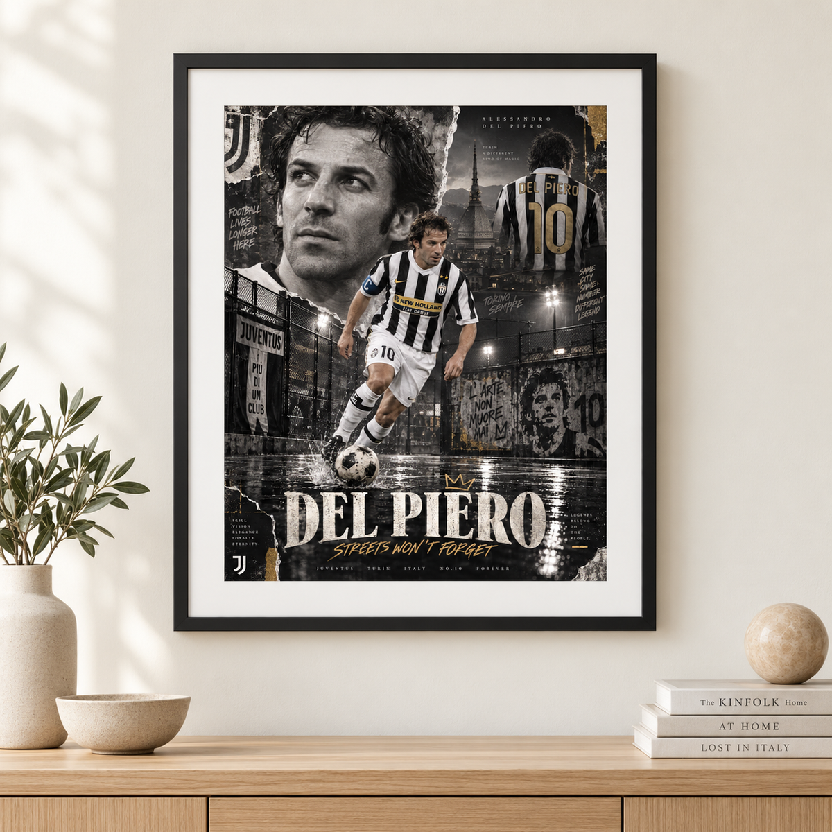 Alessandro Del Piero Juventus "Streets Won't Forget" A3 Football Poster Print - Shep's Retro