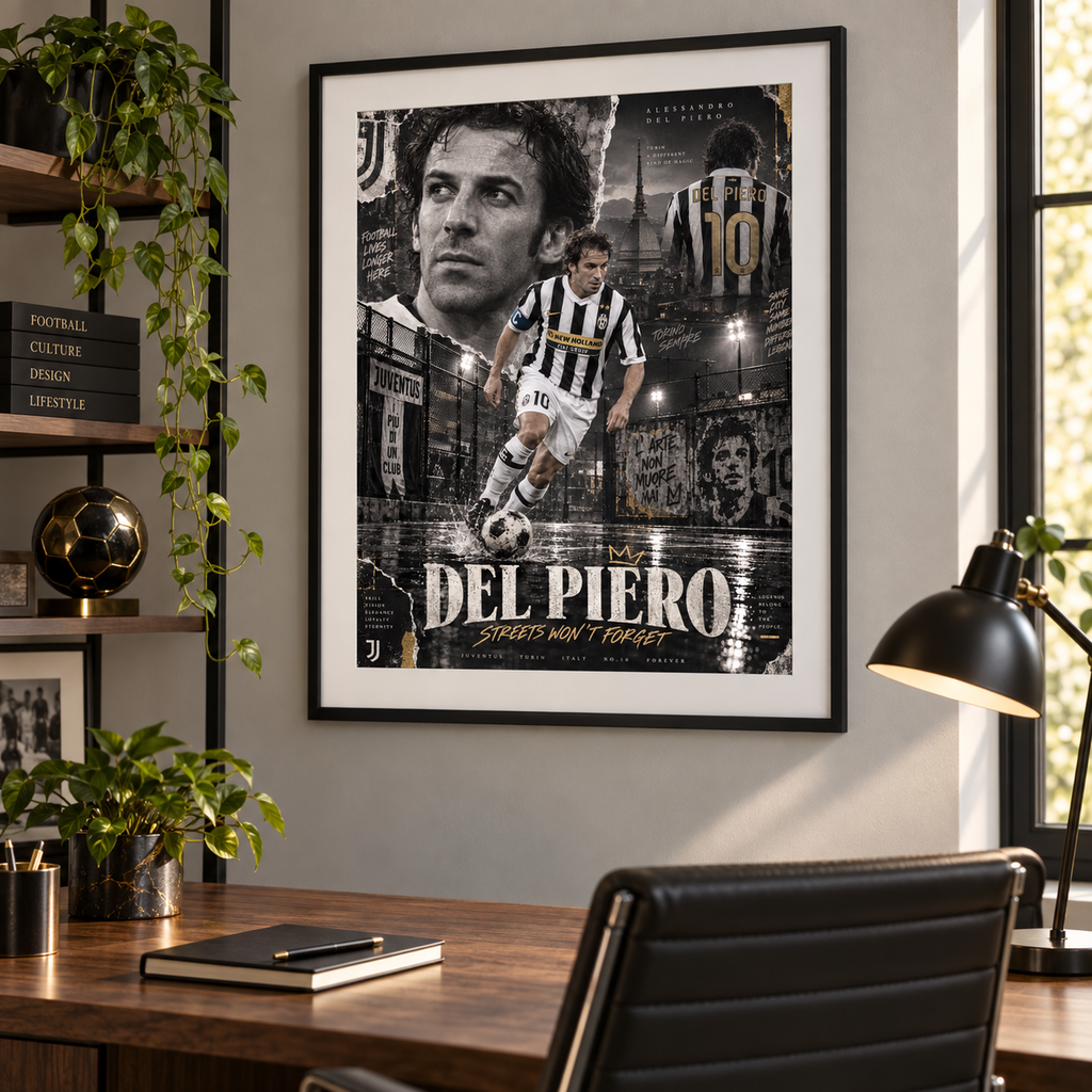 Alessandro Del Piero Juventus "Streets Won't Forget" A3 Football Poster Print - Shep's Retro