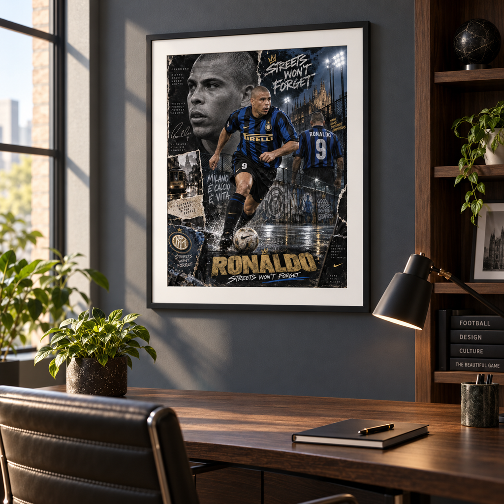 Ronaldo Nazário Inter Milan "Streets Won't Forget" A3 Football Poster Print - Shep's Retro