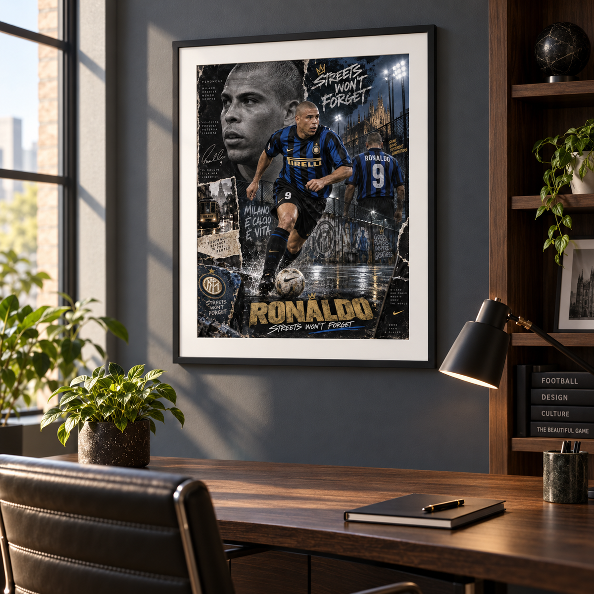 Ronaldo Nazário Inter Milan "Streets Won't Forget" A3 Football Poster Print - Shep's Retro