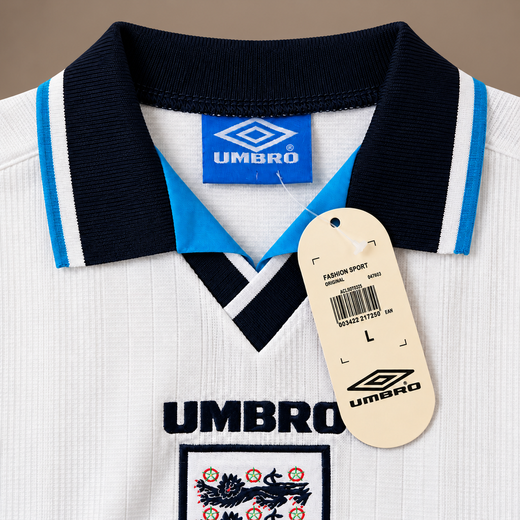 Paul Gascoigne Signed England Euro 1996 Umbro #8 Shirt – Gazza Autographed – Size Large - Shep's Retro