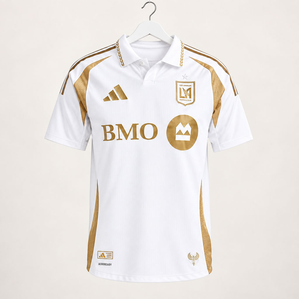 LAFC 2025 Away Shirt – Adidas White & Gold Jersey - Shep's Retro