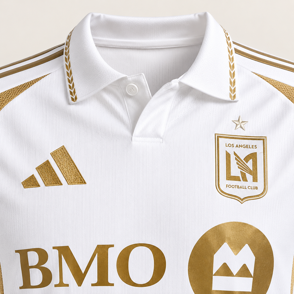 LAFC 2025 Away Shirt – Adidas White & Gold Jersey - Shep's Retro
