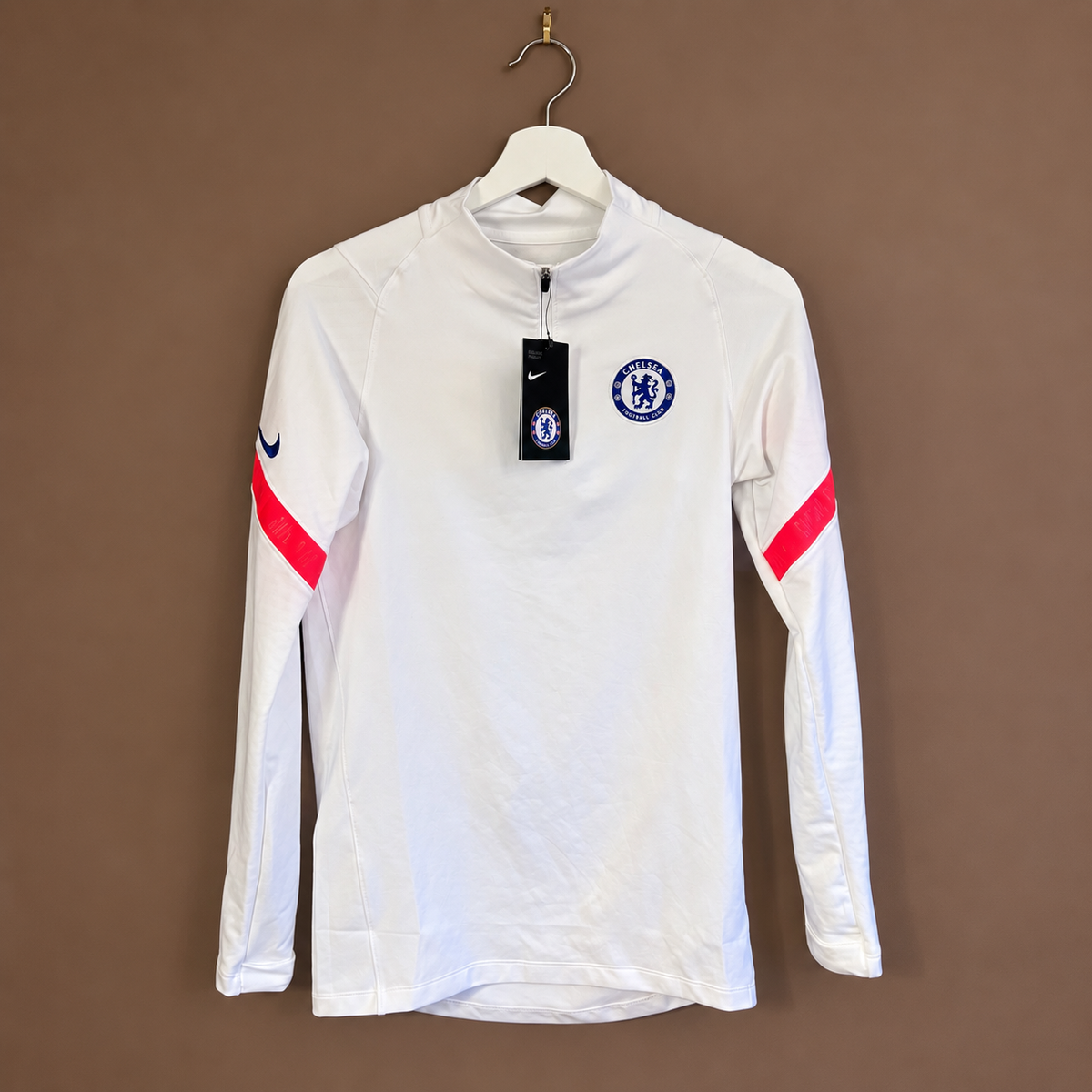 Chelsea FC Nike Dri-FIT Quarter Zip 2020/21 Season Training Top – White/Red – New With Tags Size XS - Shep's Retro