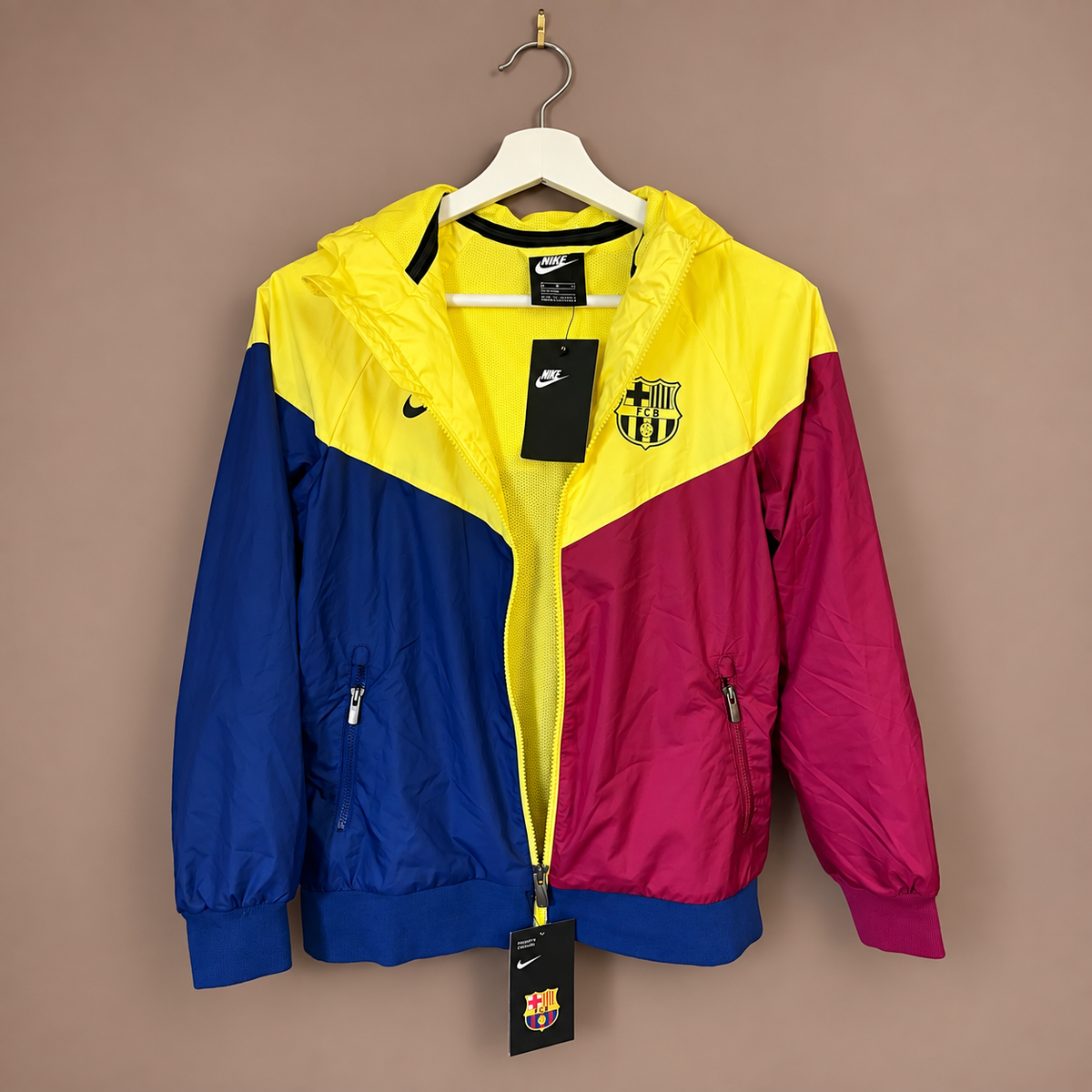 FC Barcelona Nike NSW Windrunner Woven Jacket 2019/20 – Yellow/Blue/Claret – Kids Medium – New With Tags - Shep's Retro