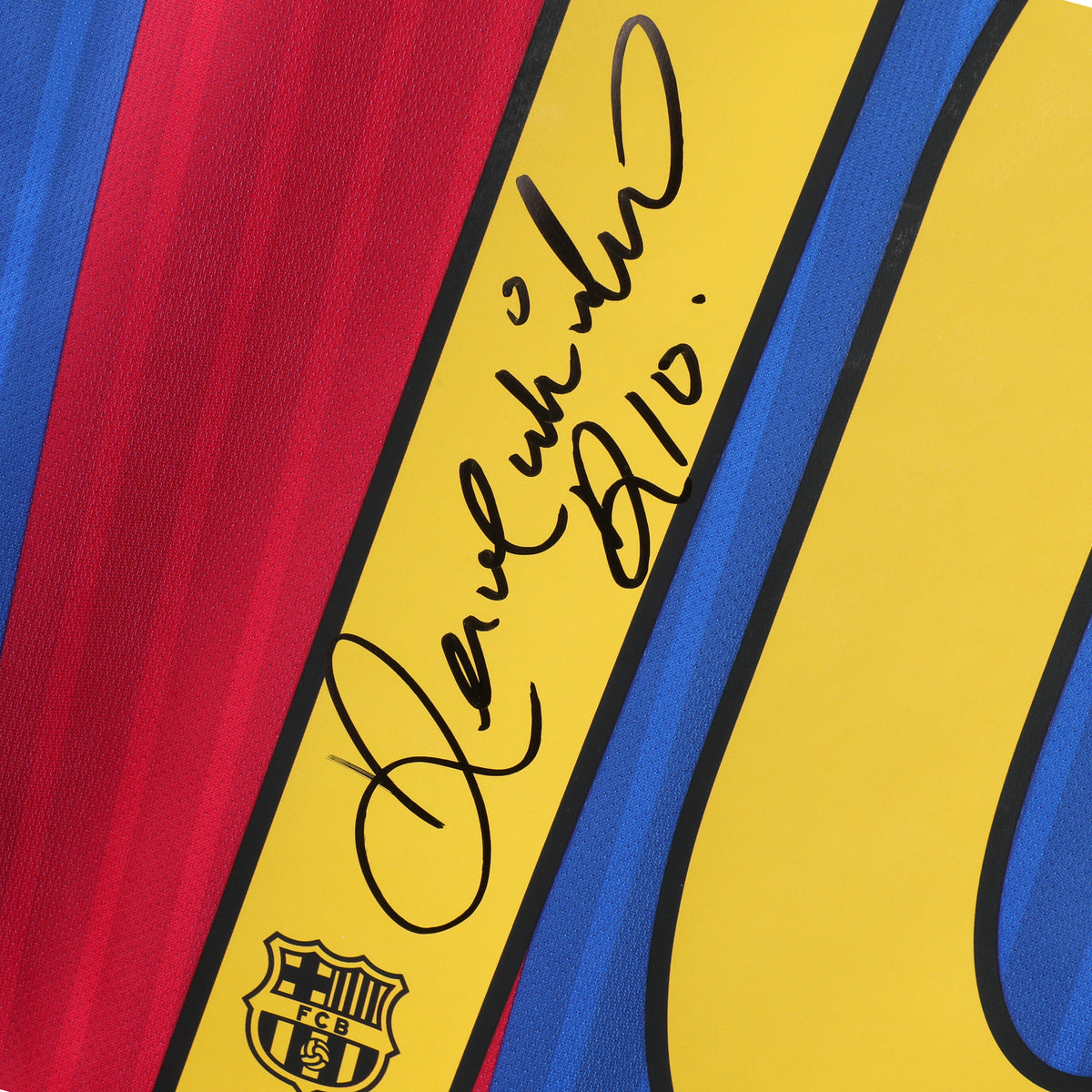 Ronaldinho Signed Barcelona Shirt – 2016/17 Home Kit with Icons COA - Shep's Retro