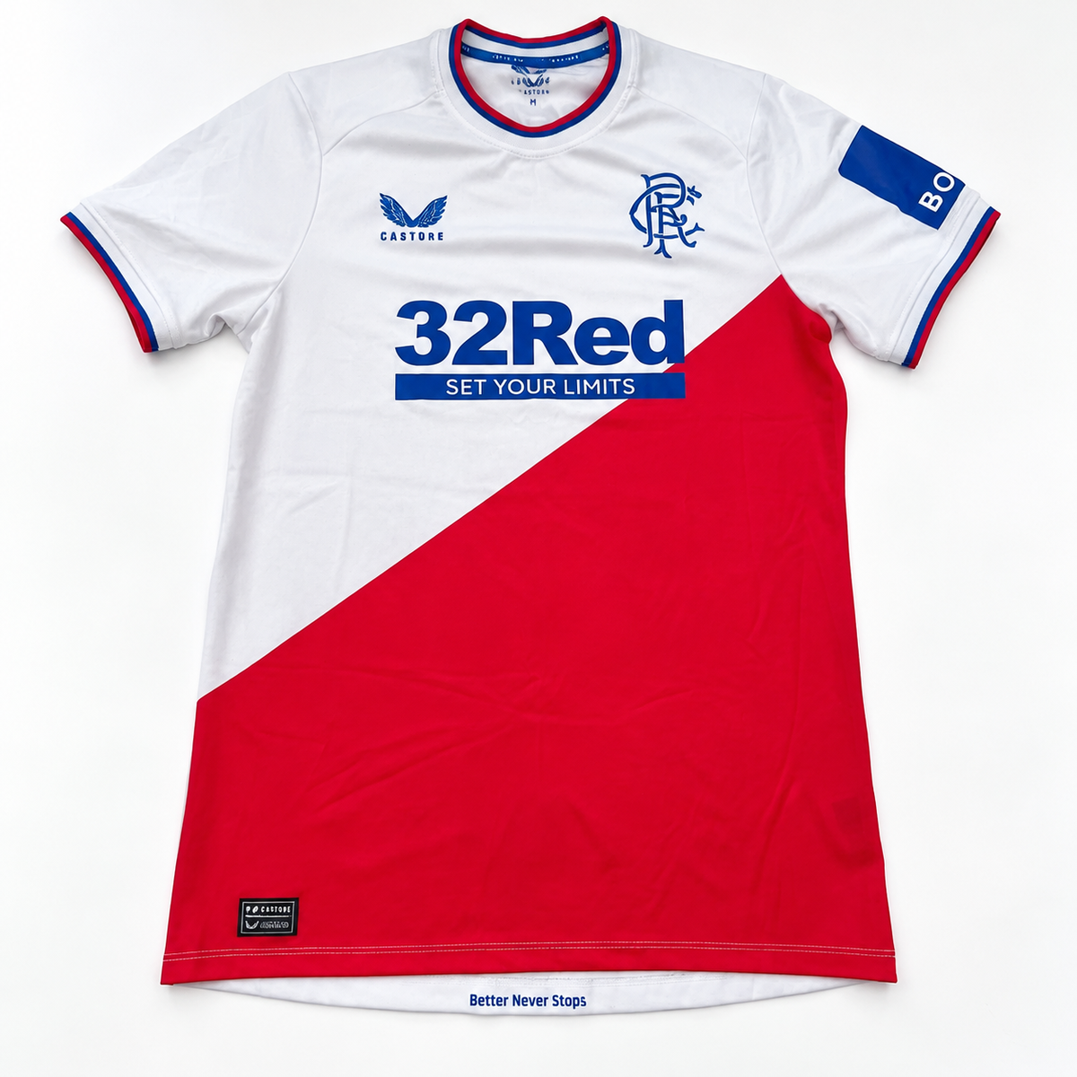 Rangers FC 2022/23 Away Football Shirt Castore White & Red Men's Medium